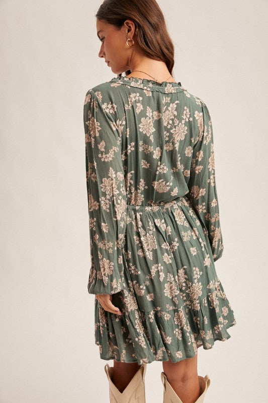 Take Time (Hunter Grn) Floral Dress