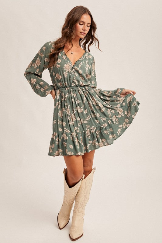 Take Time (Hunter Grn) Floral Dress