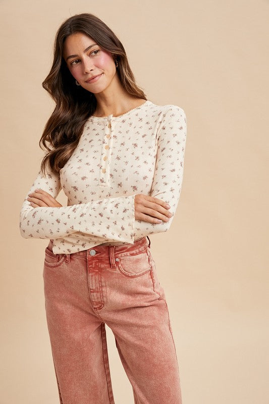 Roaming Roots Floral Henley Bodysuit