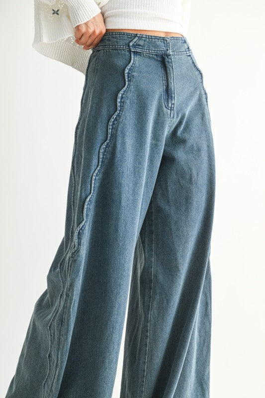 Dear Destiny Scallop Wide Leg Jeans