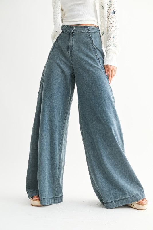 Dear Destiny Scallop Wide Leg Jeans