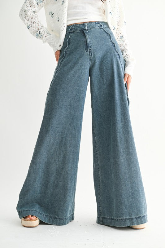 Dear Destiny Scallop Wide Leg Jeans