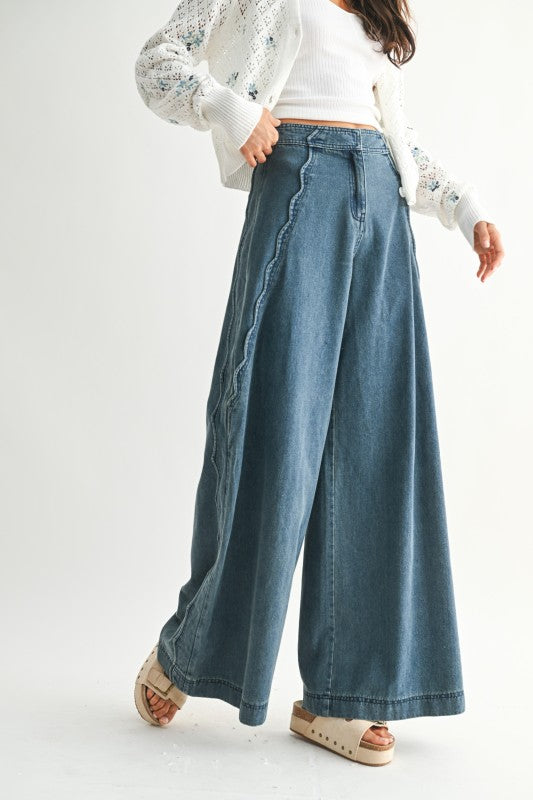 Dear Destiny Scallop Wide Leg Jeans