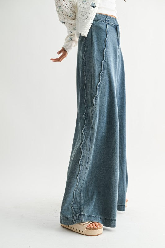 Dear Destiny Scallop Wide Leg Jeans