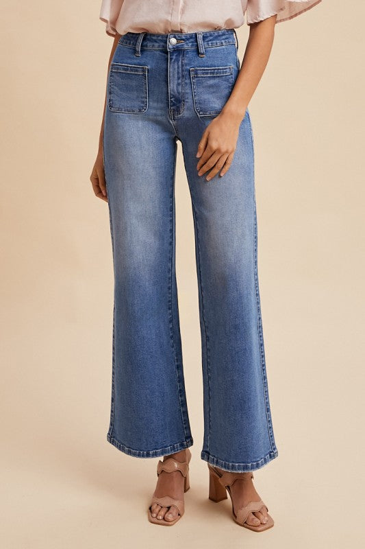 Double Take Front Pocket Flare Jeans