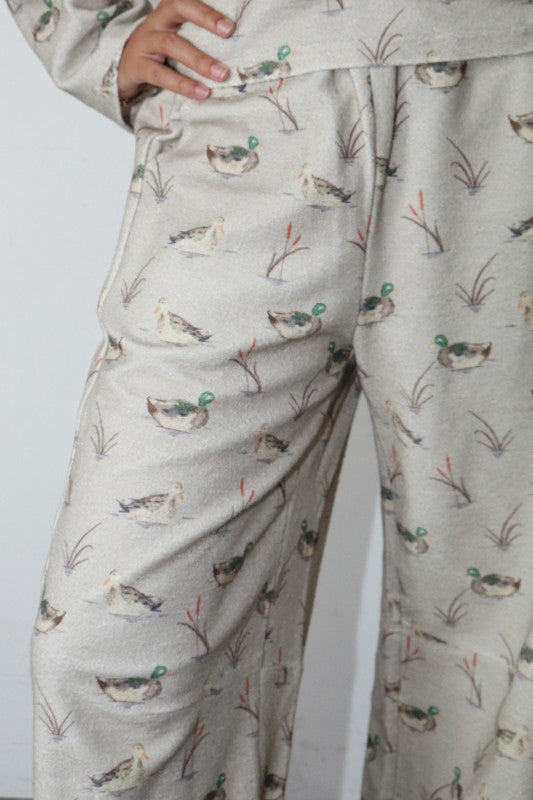 Lucky Duck (Greige) Wide Leg Pants