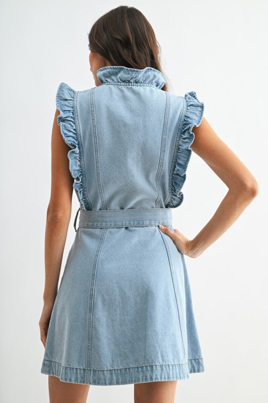 Grace & Grit Ruffle Denim Dress