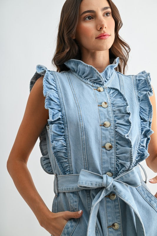Grace & Grit Ruffle Denim Dress