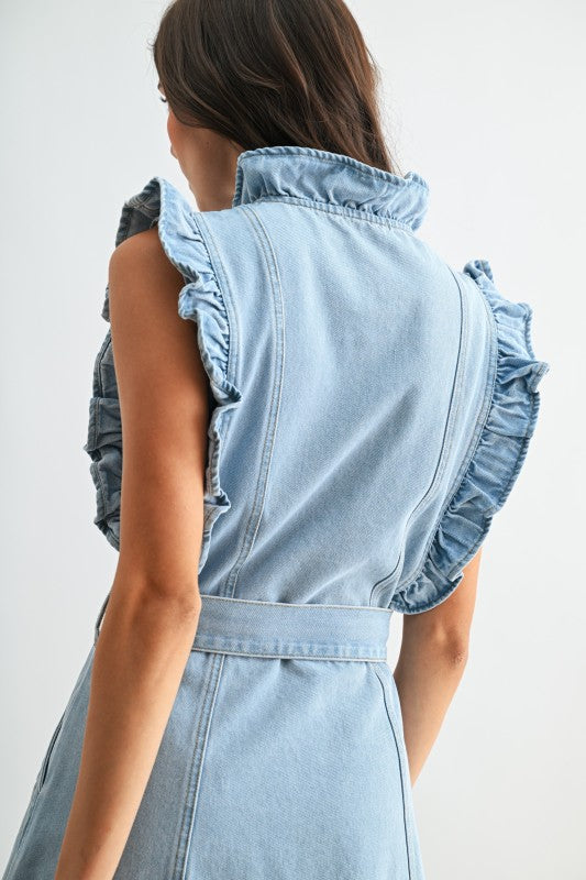 Grace & Grit Ruffle Denim Dress