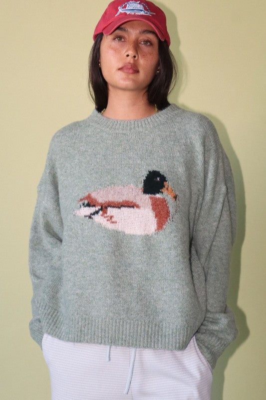 Pretty Ponds (Sage) Duck Sweater