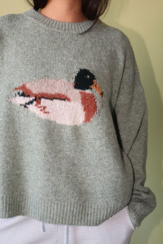 Pretty Ponds (Sage) Duck Sweater