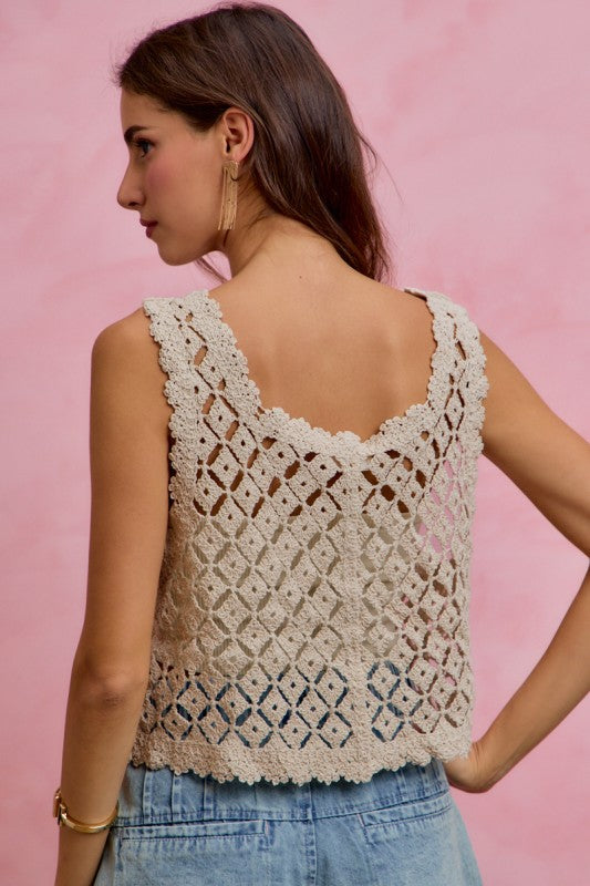 Sparkly Personality Sequin Crochet Vest