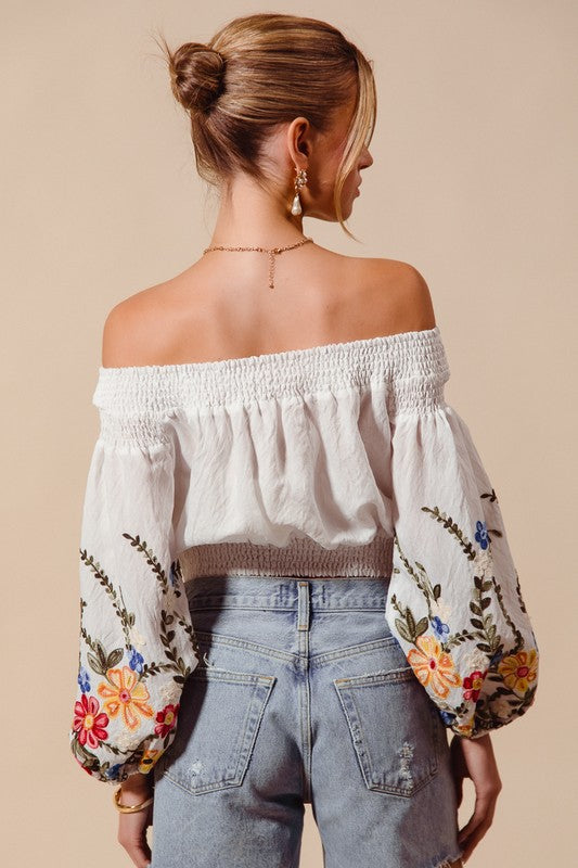 Festival Fever Floral Embroidered Crop Top