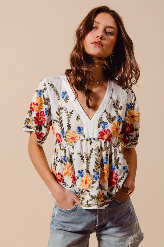 Gorgeous Garden Floral Embroidery Blouse