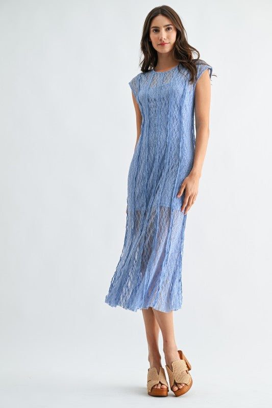 Lovely Lace (Blue) Midi Dress