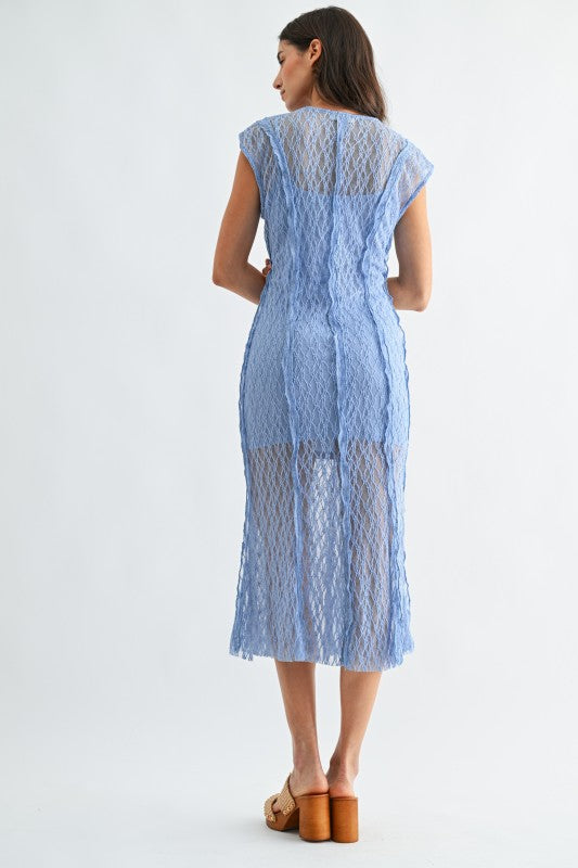 Lovely Lace (Blue) Midi Dress