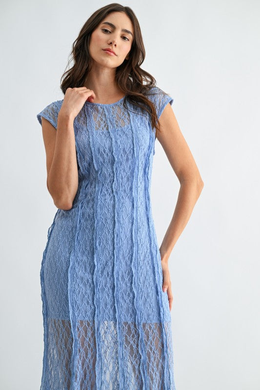 Lovely Lace (Blue) Midi Dress