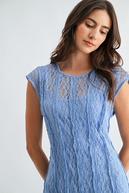 Lovely Lace (Blue) Midi Dress