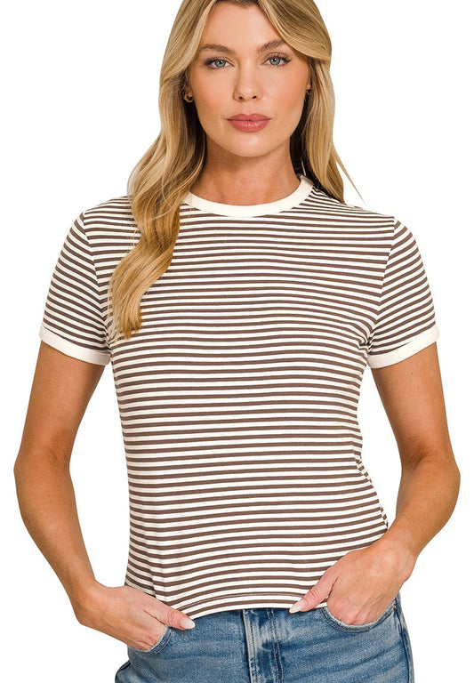 Top Tier (Brown) Stripe SS Top