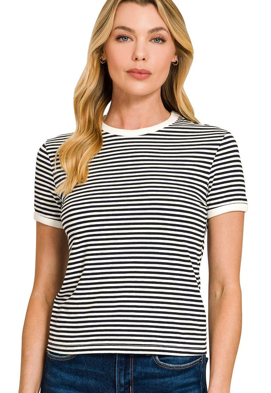 Top Tier (Black) Stripe SS Top