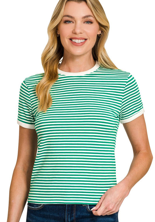 Top Tier (Kelly Grn) Stripe SS Top