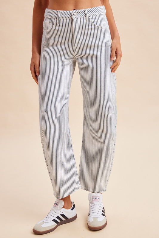 Flip Of A Coin Pinstripe Barrel Jeans