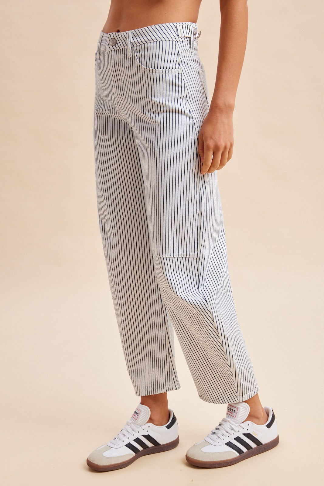 Flip Of A Coin Pinstripe Barrel Jeans