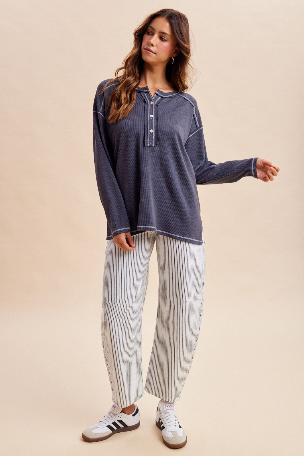 Flip Of A Coin Pinstripe Barrel Jeans
