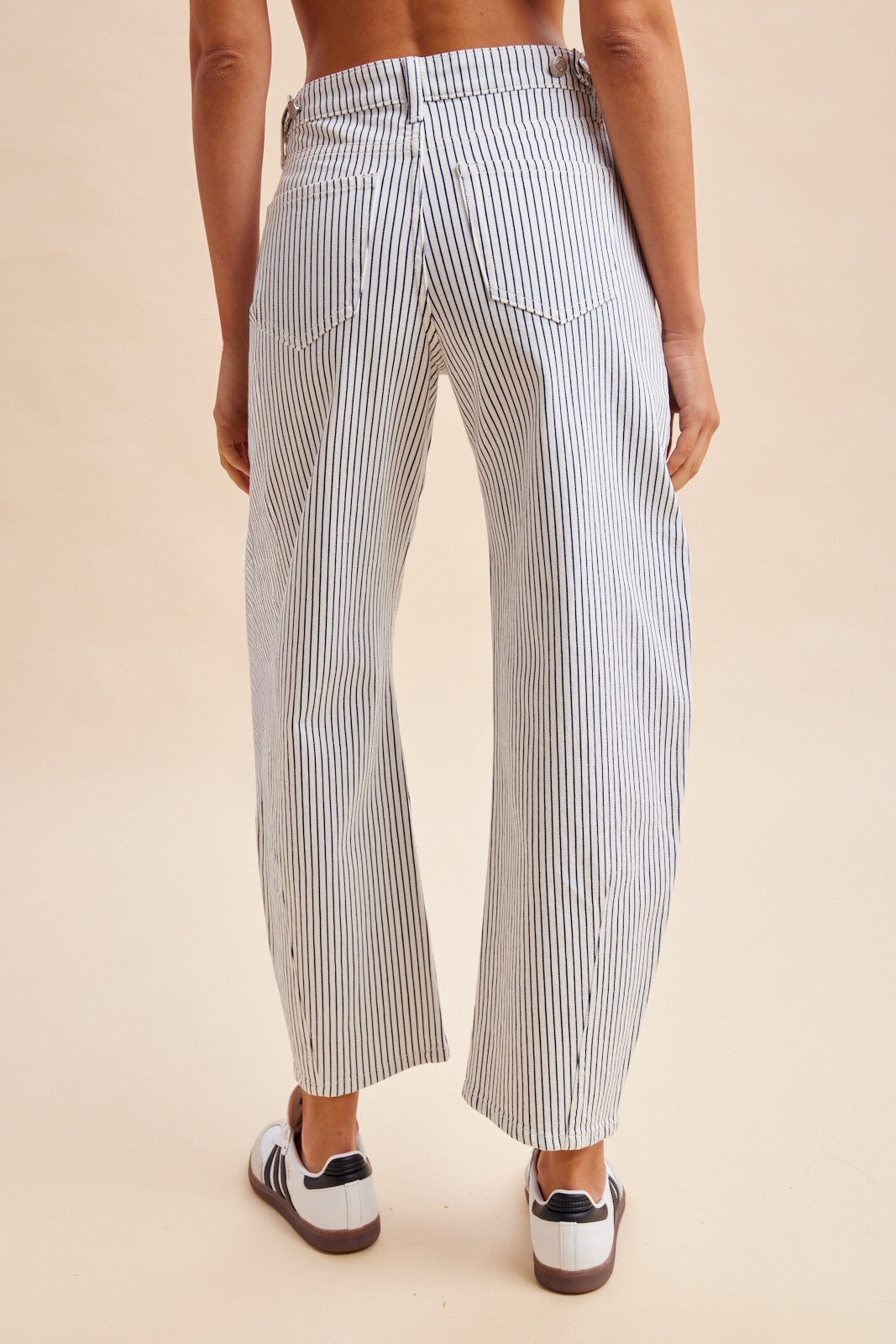 Flip Of A Coin Pinstripe Barrel Jeans