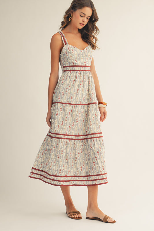 Valencia Rose Vintage Print Maxi Dress