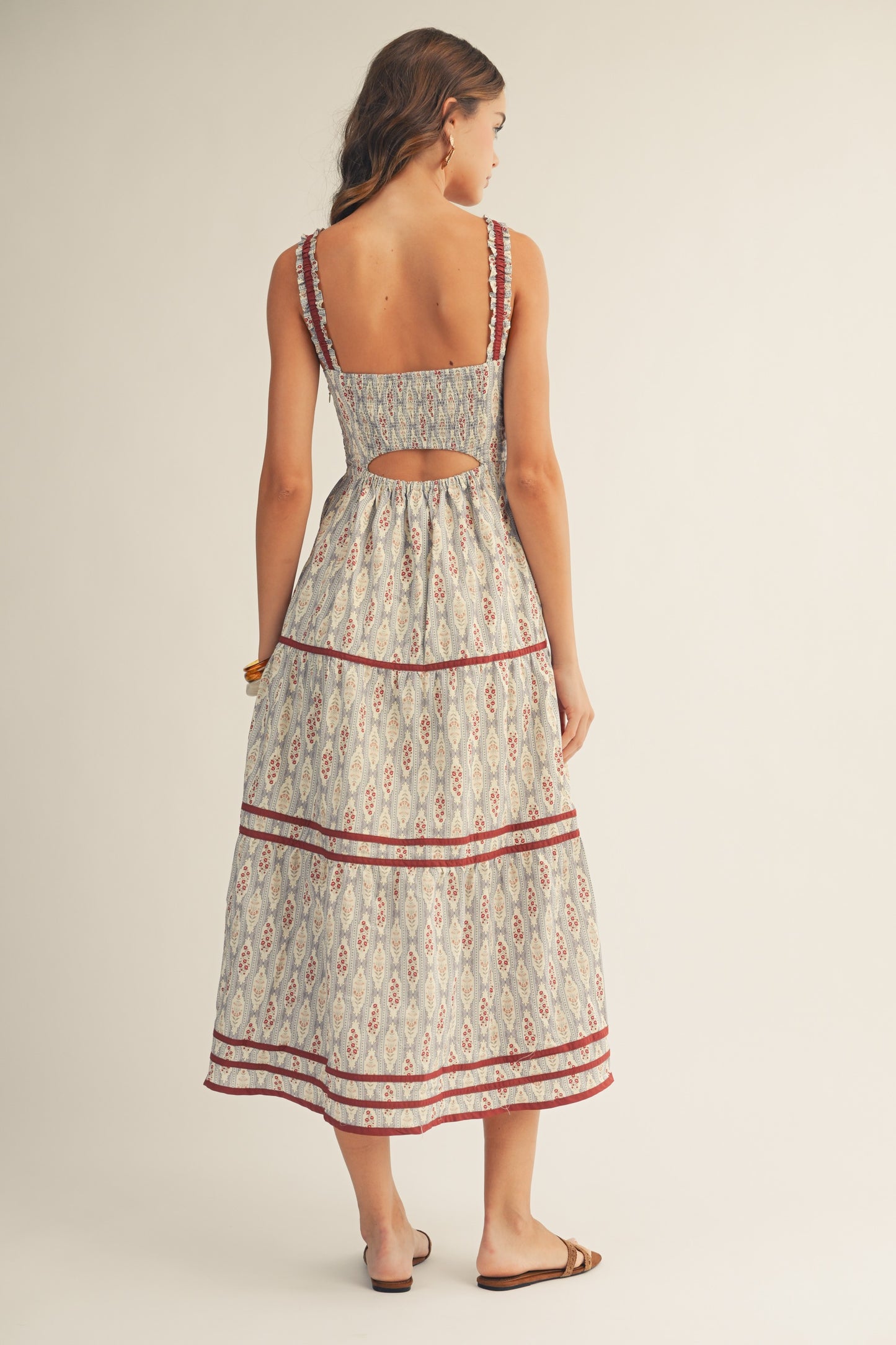 Valencia Rose Vintage Print Maxi Dress
