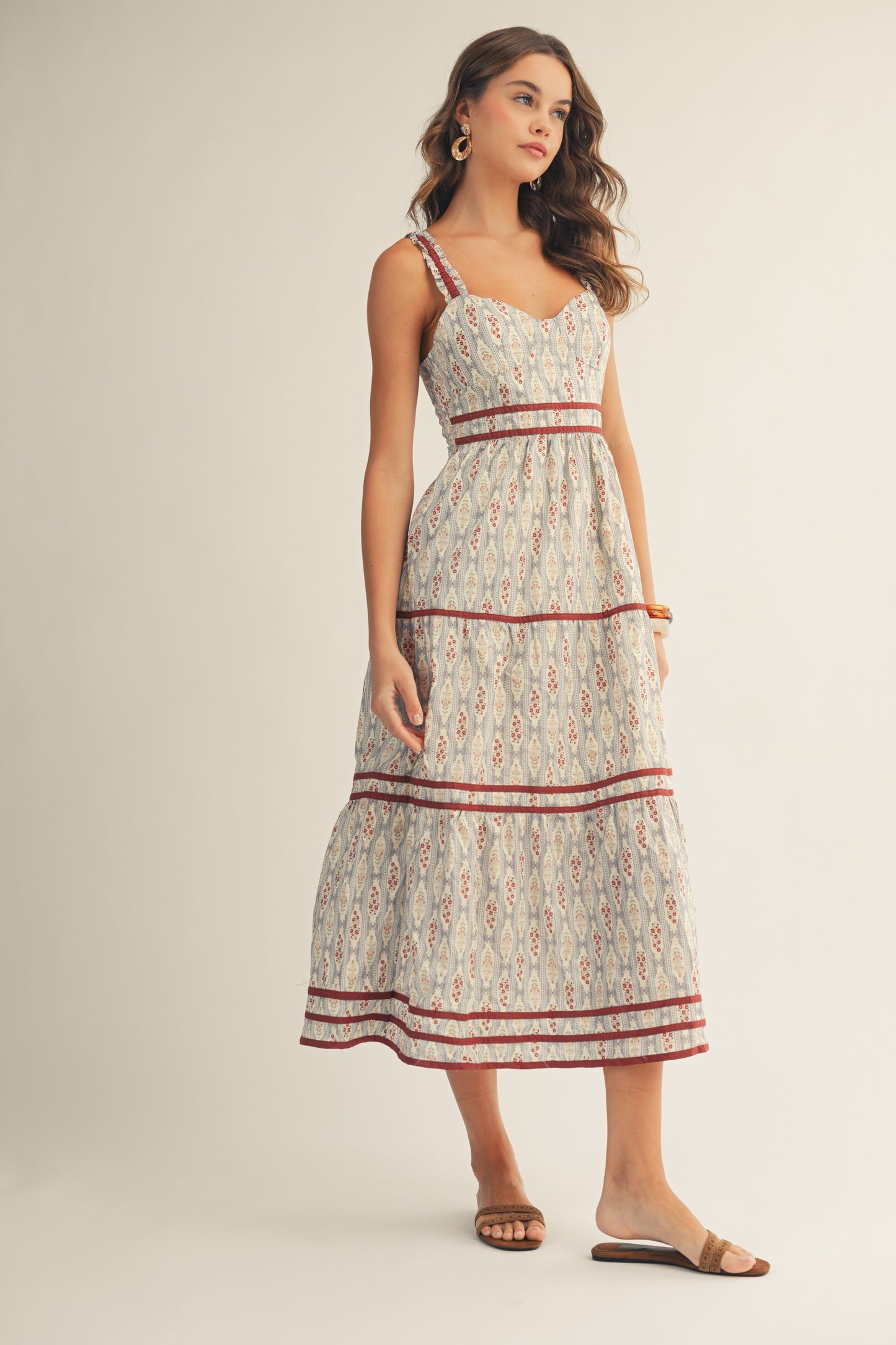 Valencia Rose Vintage Print Maxi Dress