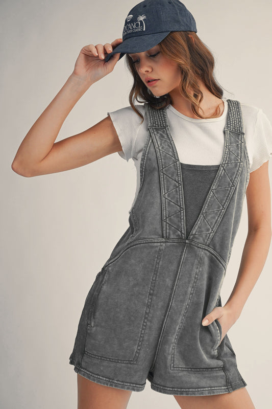 Wayward Wind (Blk) Mineral Wash Romper