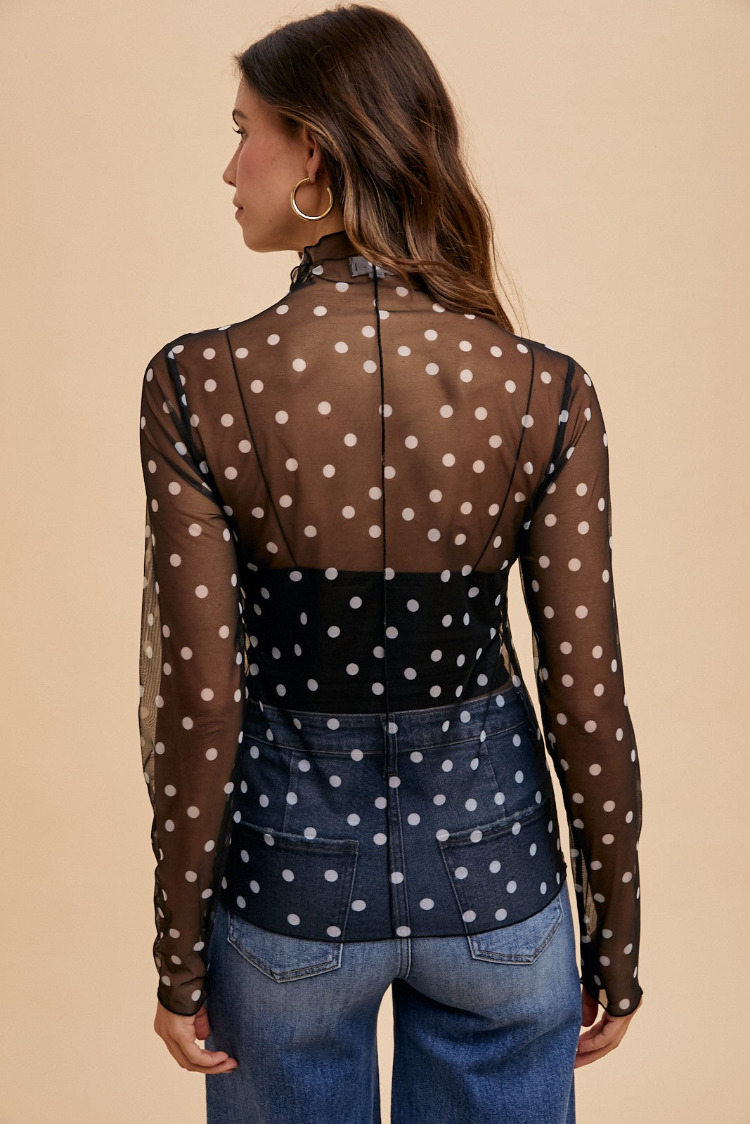 Connect the Dot (Blk) Polka Dot Mesh Top