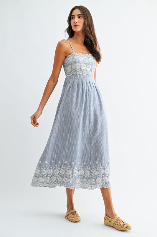 Modern Grace (Blue) Pinstripe Dress