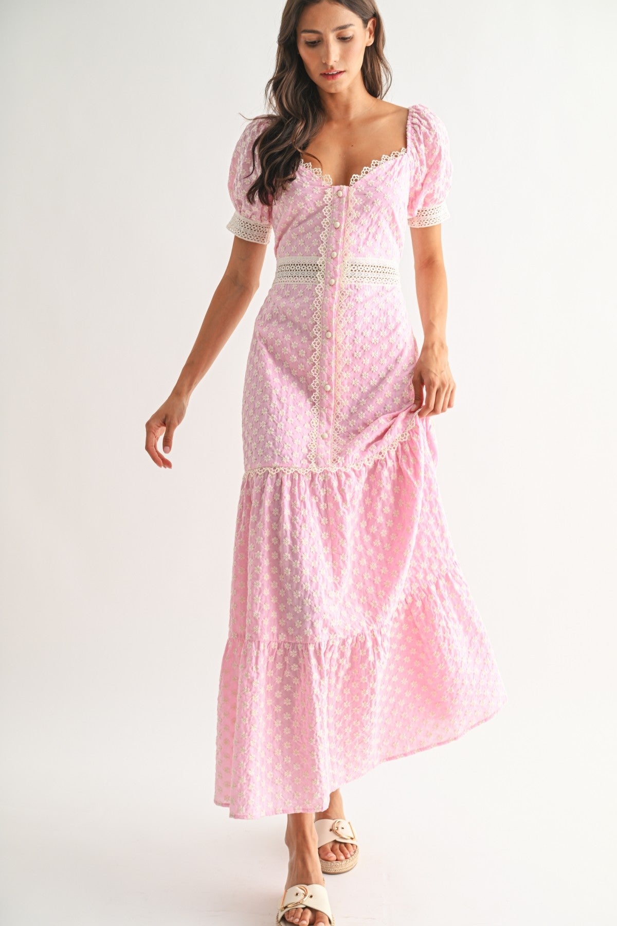 Garden Party (Pink) Floral Lace Dress