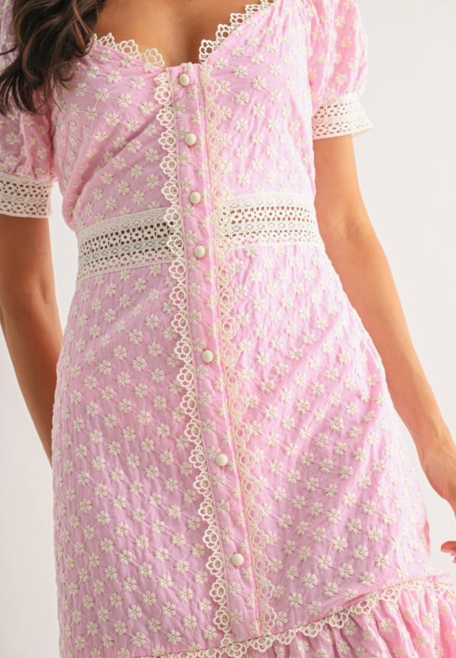 Garden Party (Pink) Floral Lace Dress