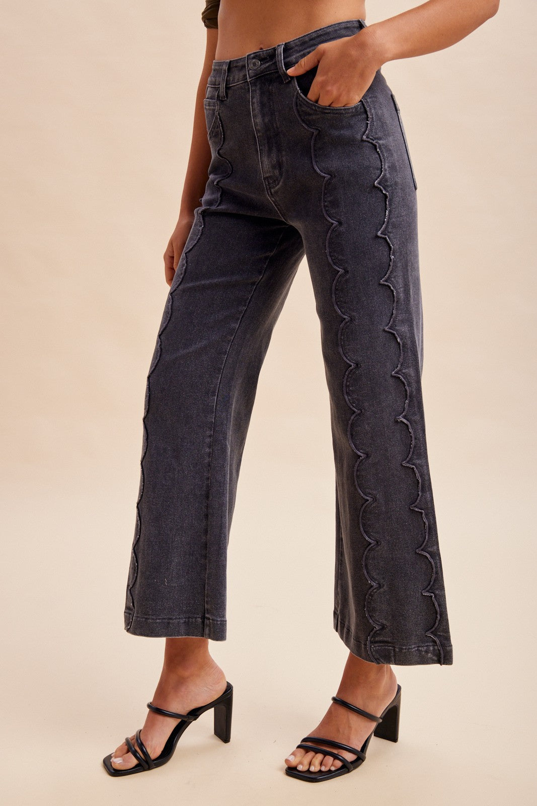 Star Of The Show (Grey) Scallop Jeans