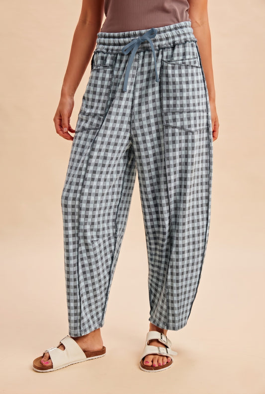 Check Me (Blue Grey) Barrel Knit Pants