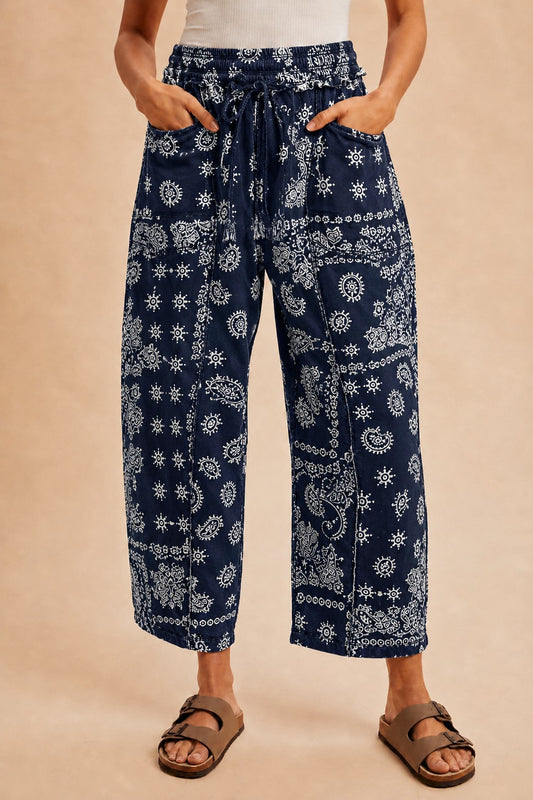 Good Soul (Navy) Bandana Barrel Pants