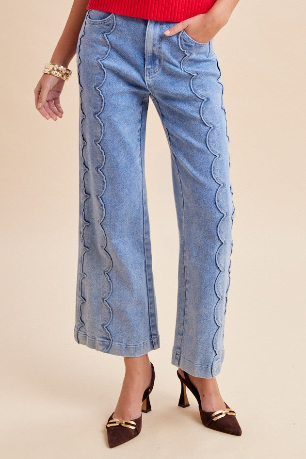Star Of The Show (Blue) Scallop Jeans