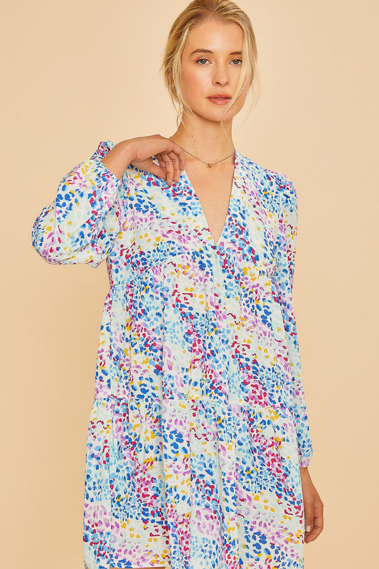 Sara Multicolor Dot Print Boho Dress