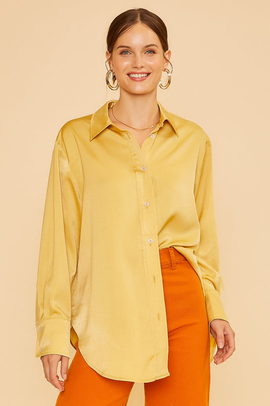 Lisa (Gold) Satin Loose Fit Blouse
