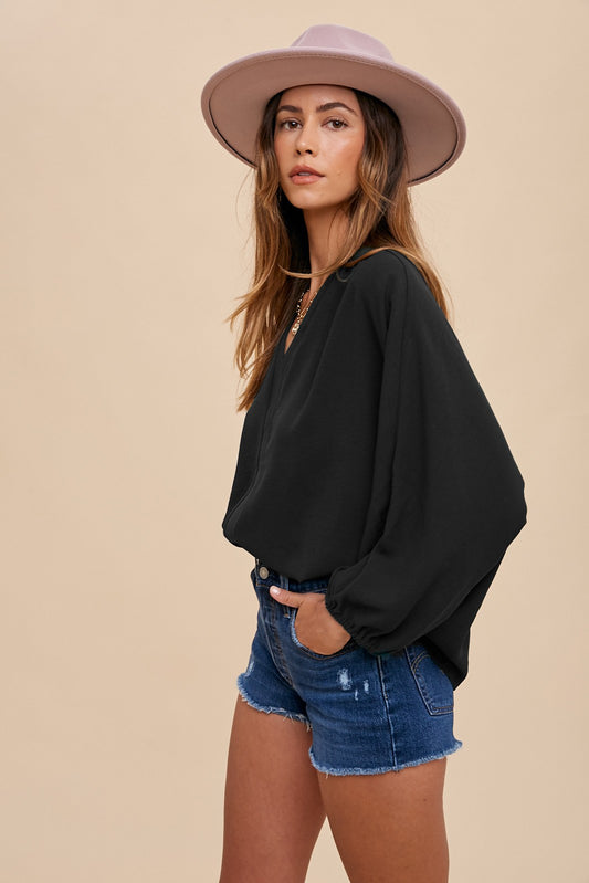Mylee (Black) Loose Fit Blouse Top