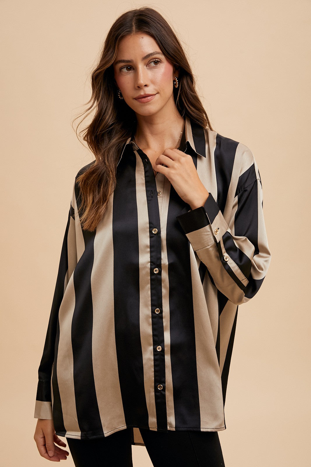 Taylor Wide Stripe Satin Blouse