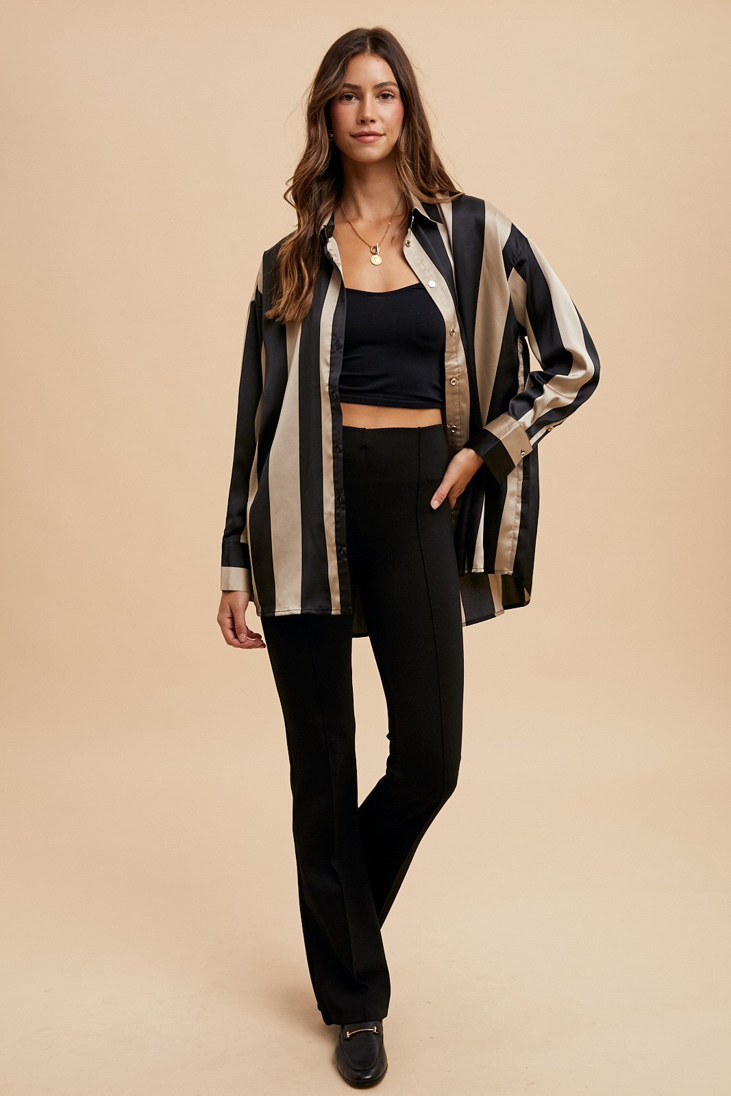Taylor Wide Stripe Satin Blouse