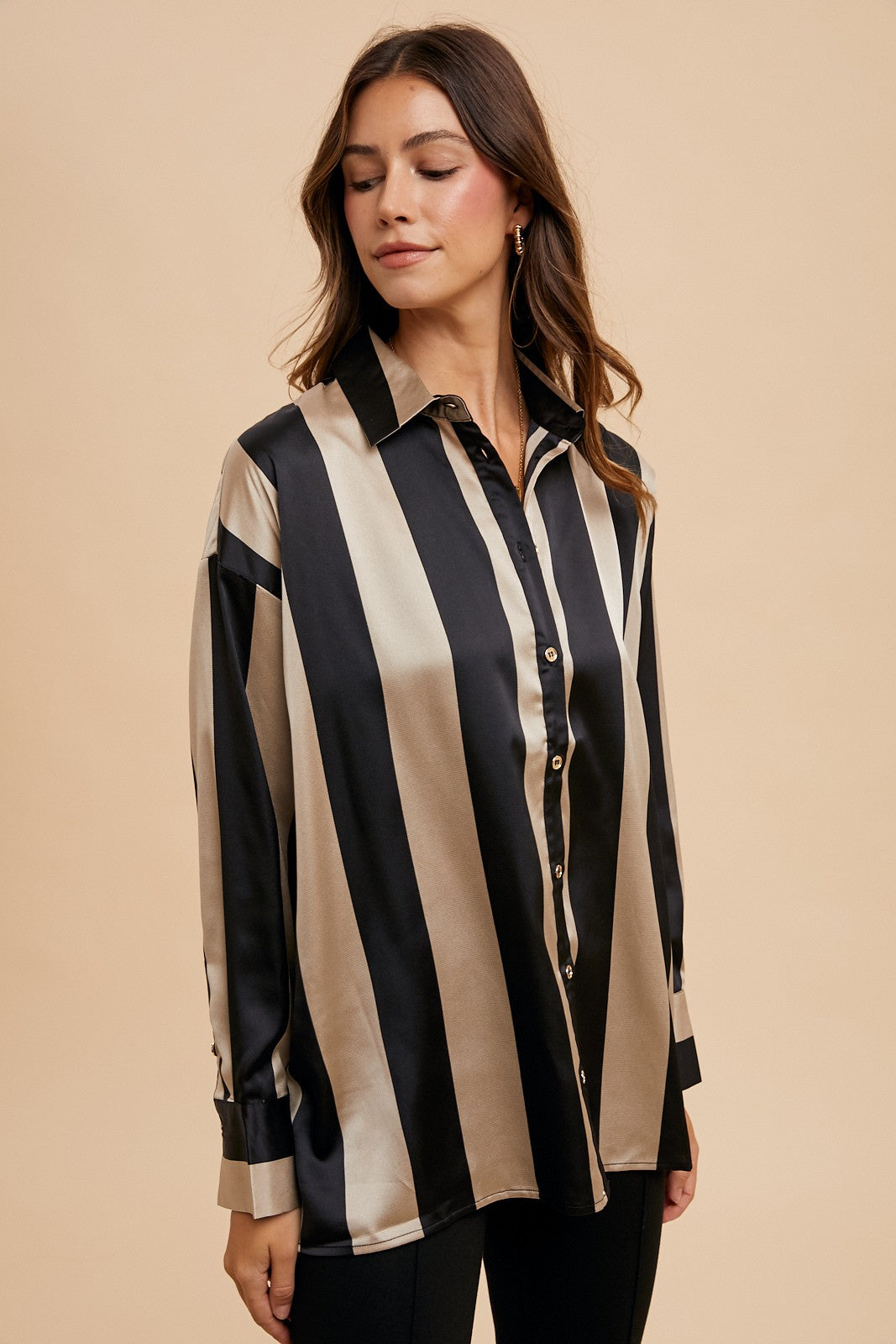 Taylor Wide Stripe Satin Blouse