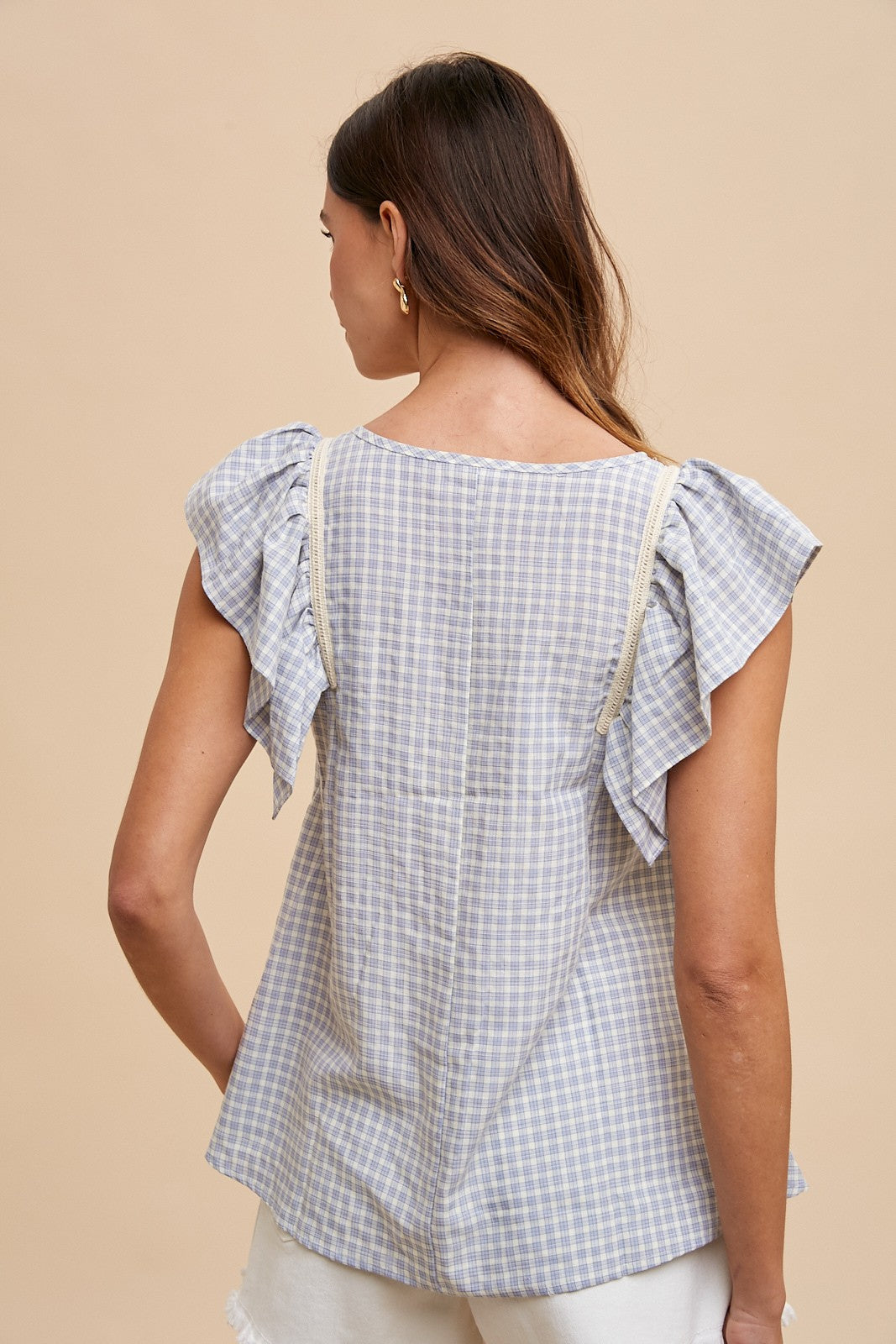 Hailey (Peri) Gingham Woven Top