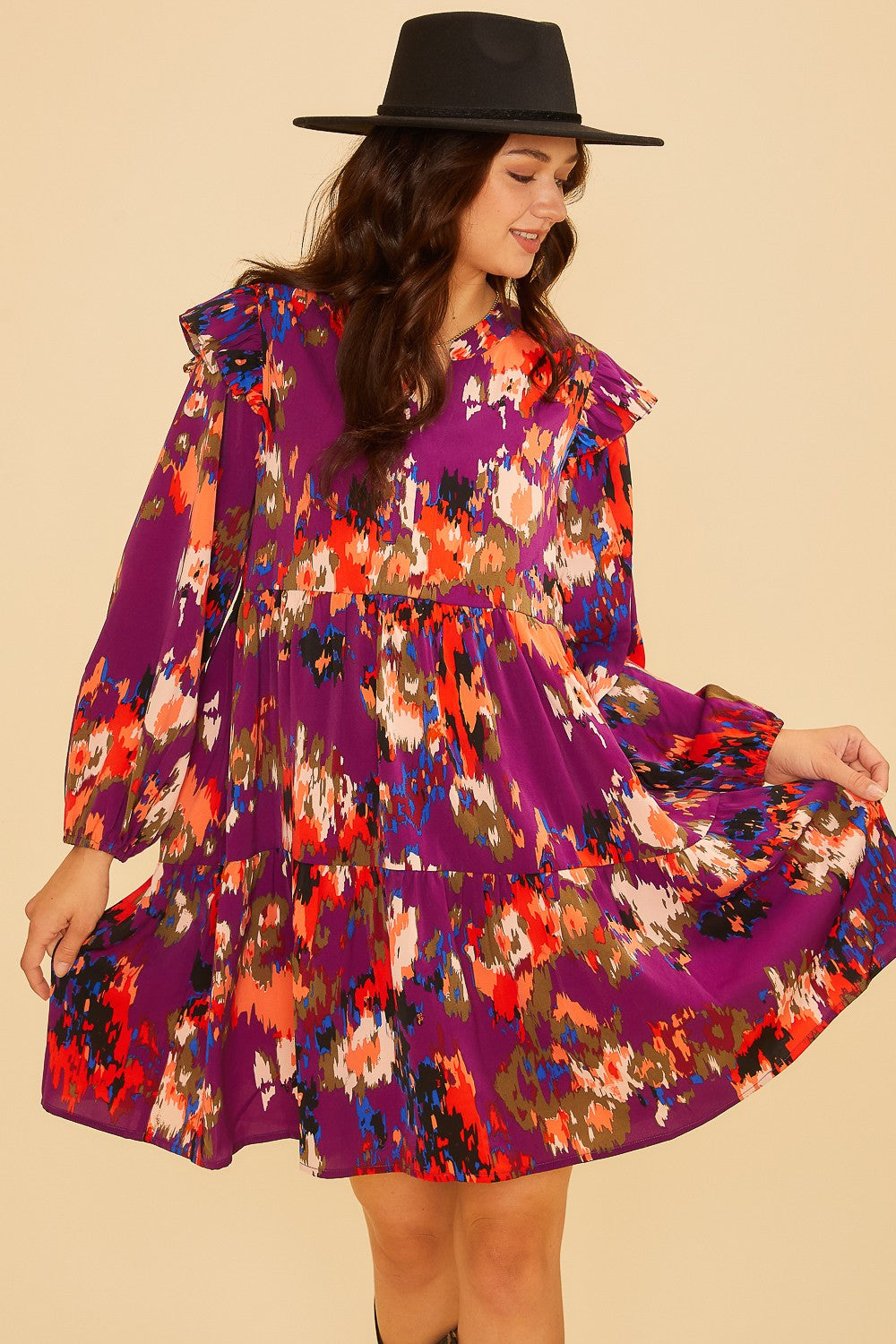 Yvonne (Plum) Multicolor Boho Dress