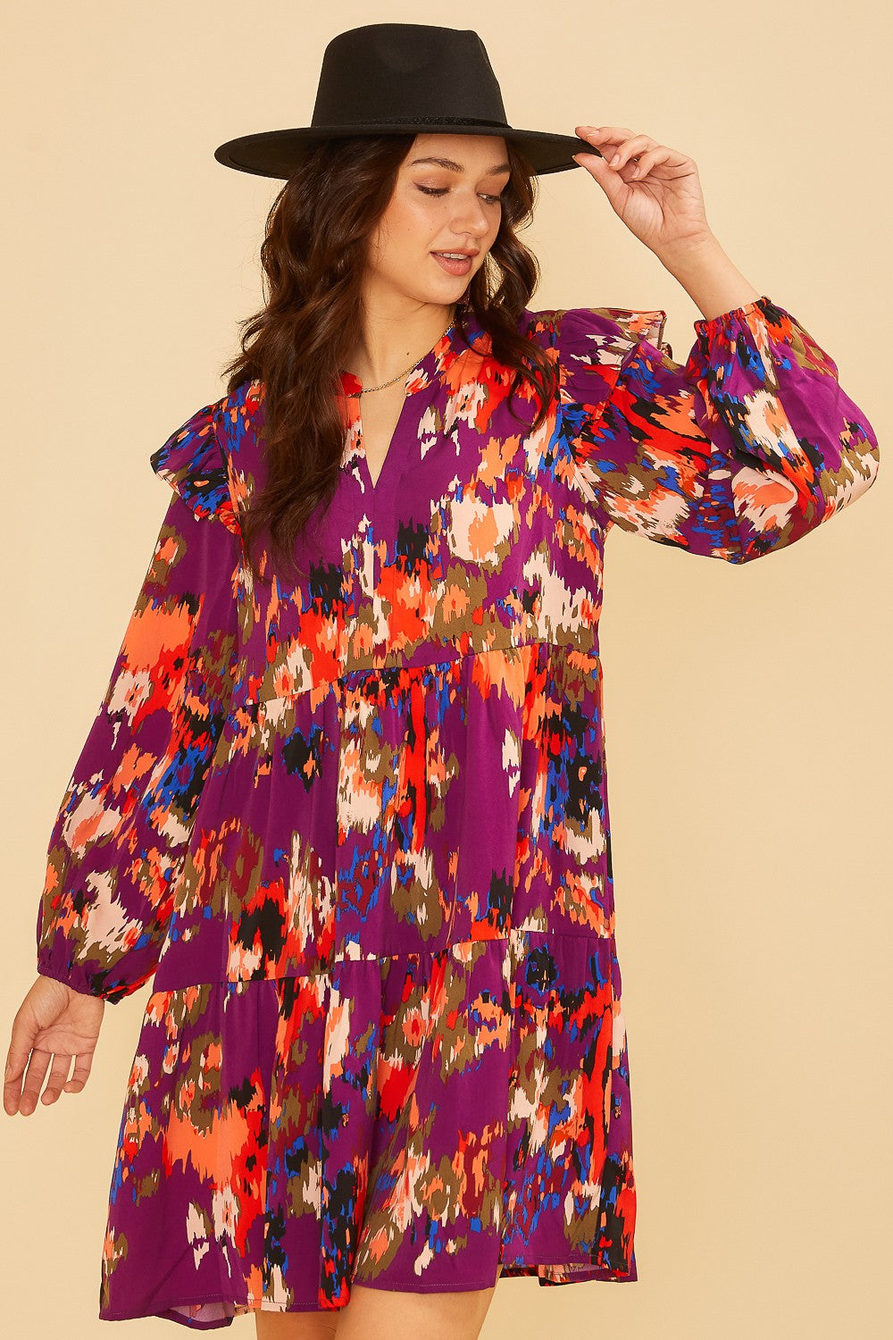 Yvonne (Plum) Multicolor Boho Dress